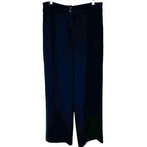 ARMANI COLLEZIONI Black Wool Crepe Straight Leg Trousers Size 12